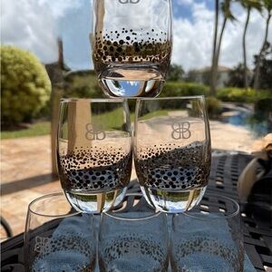 Vintage, Baileys set of 6 gold flecked weighted cordial glasses EX cond 4.25 H